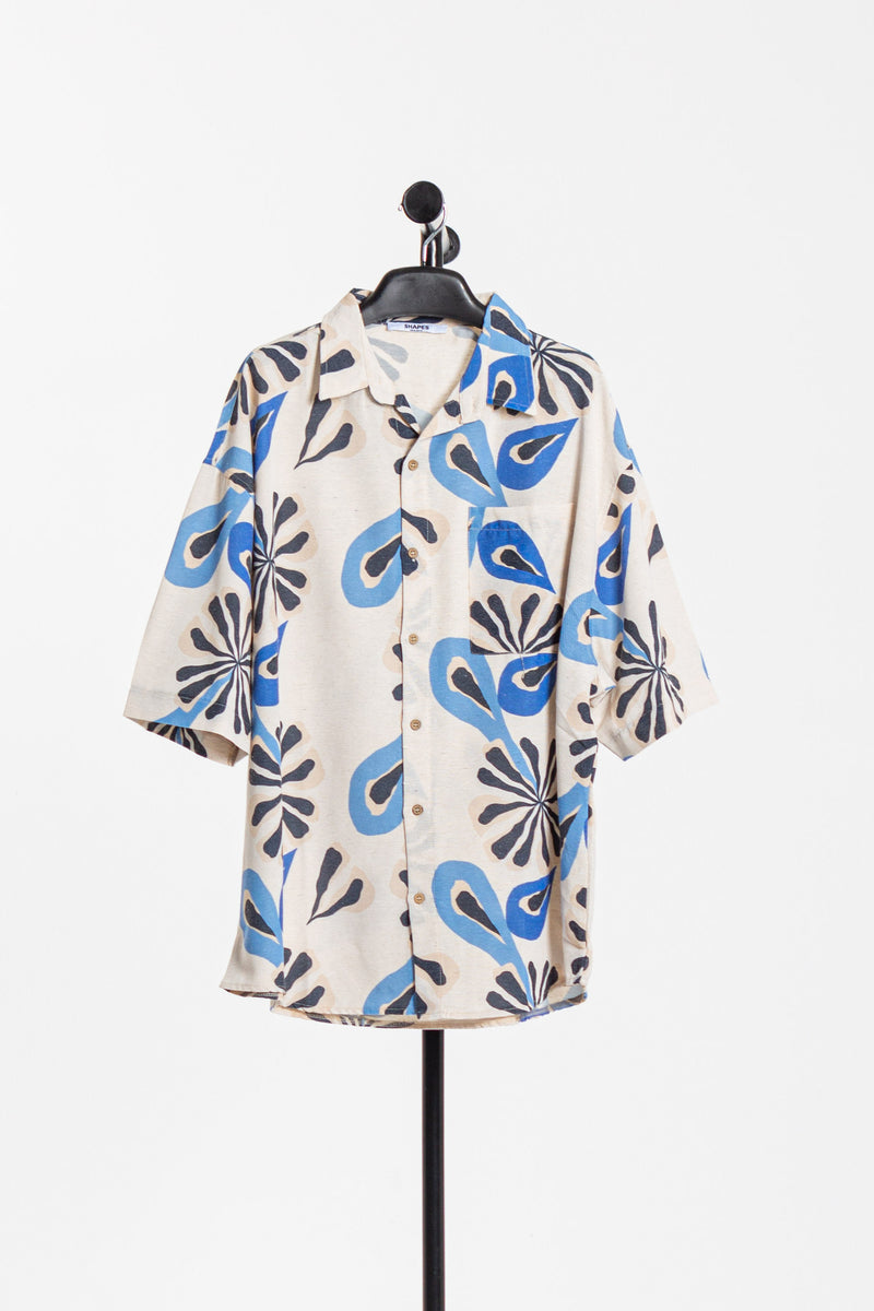 CONTRAST PRINT LINEN SHIRT