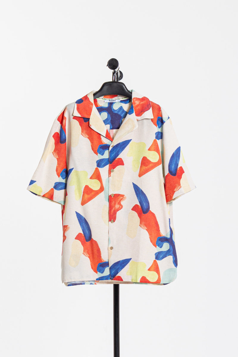 CONTRAST PRINT LINEN SHIRT