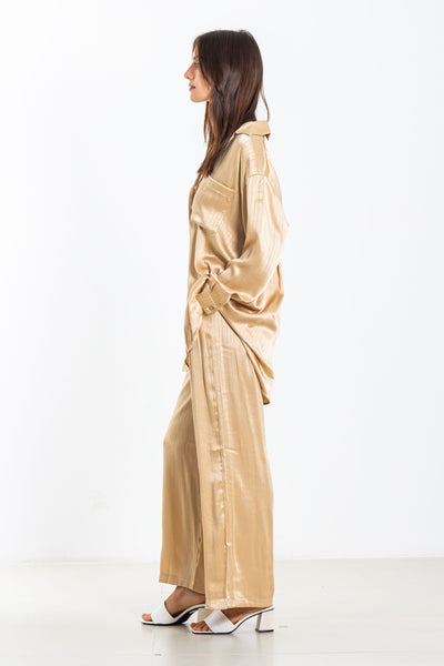 TEXTURED SATIN SHIRT SET