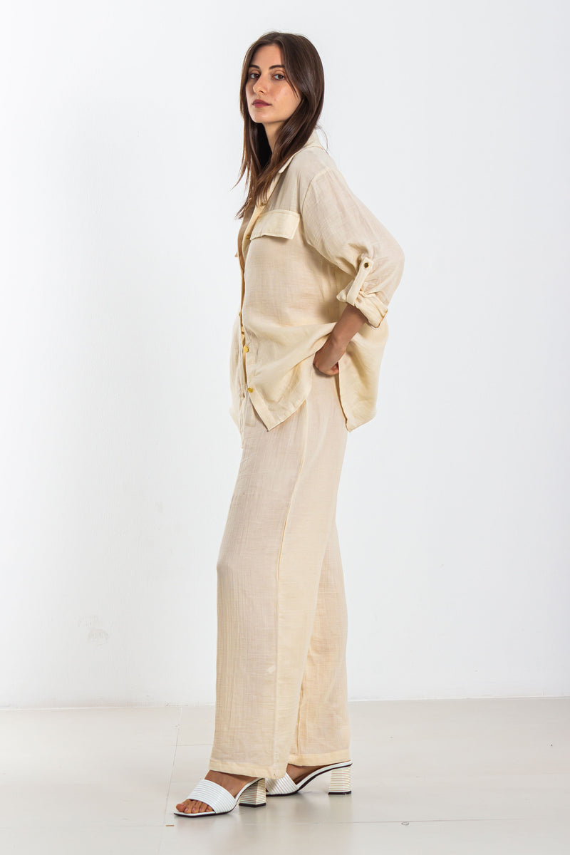 LINEN SHIRT SET WITH POCKETS