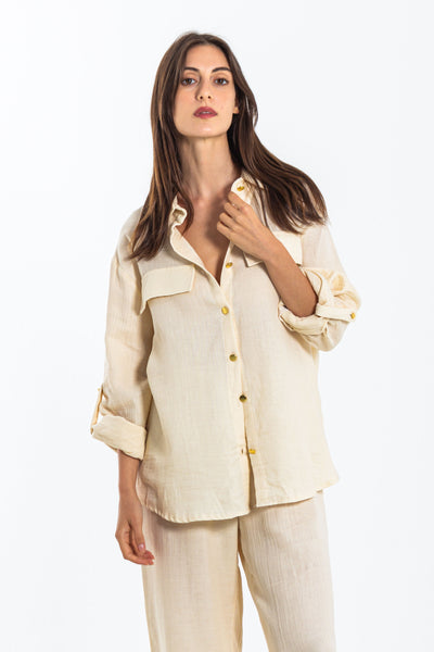 LINEN SHIRT SET WITH POCKETS