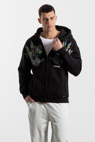 EMBROIDERED OVERSIZED HOODIE JACKET