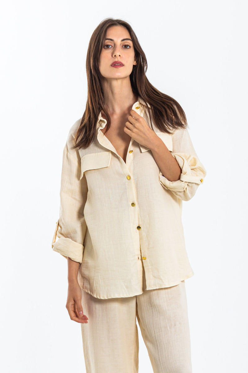 LINEN SHIRT SET WITH POCKETS