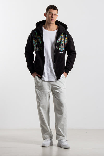 EMBROIDERED OVERSIZED HOODIE JACKET
