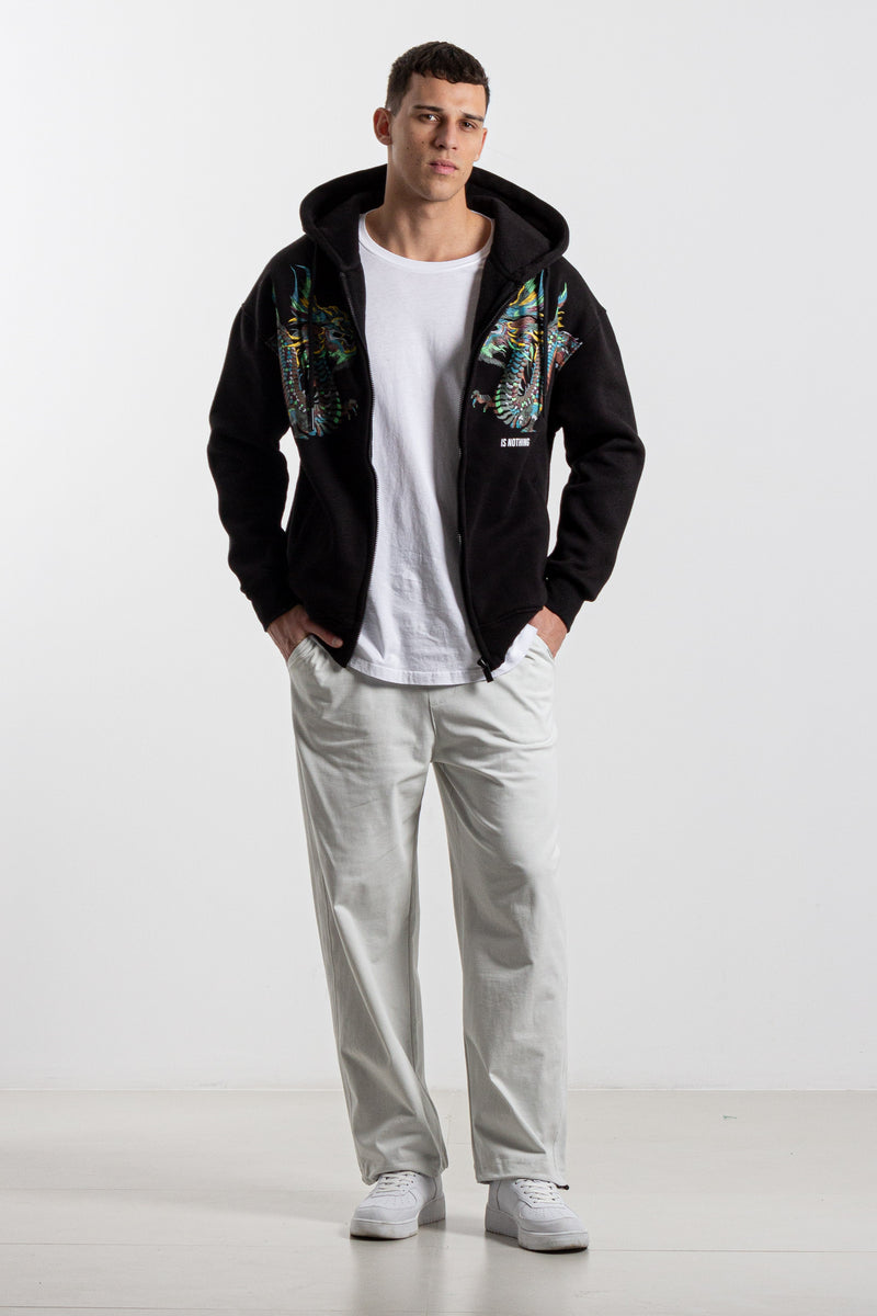 EMBROIDERED OVERSIZED HOODIE JACKET