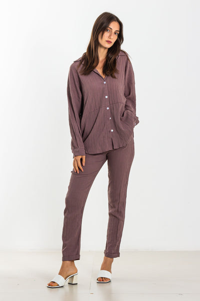 TEXTURED COTTON SHIRT SET