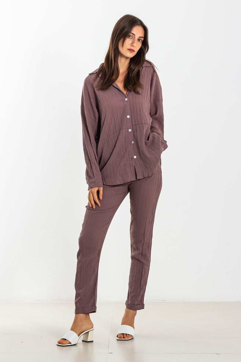 TEXTURED COTTON SHIRT SET