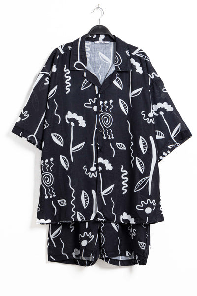 LINEN BLEND PRINTED SHIRT SET