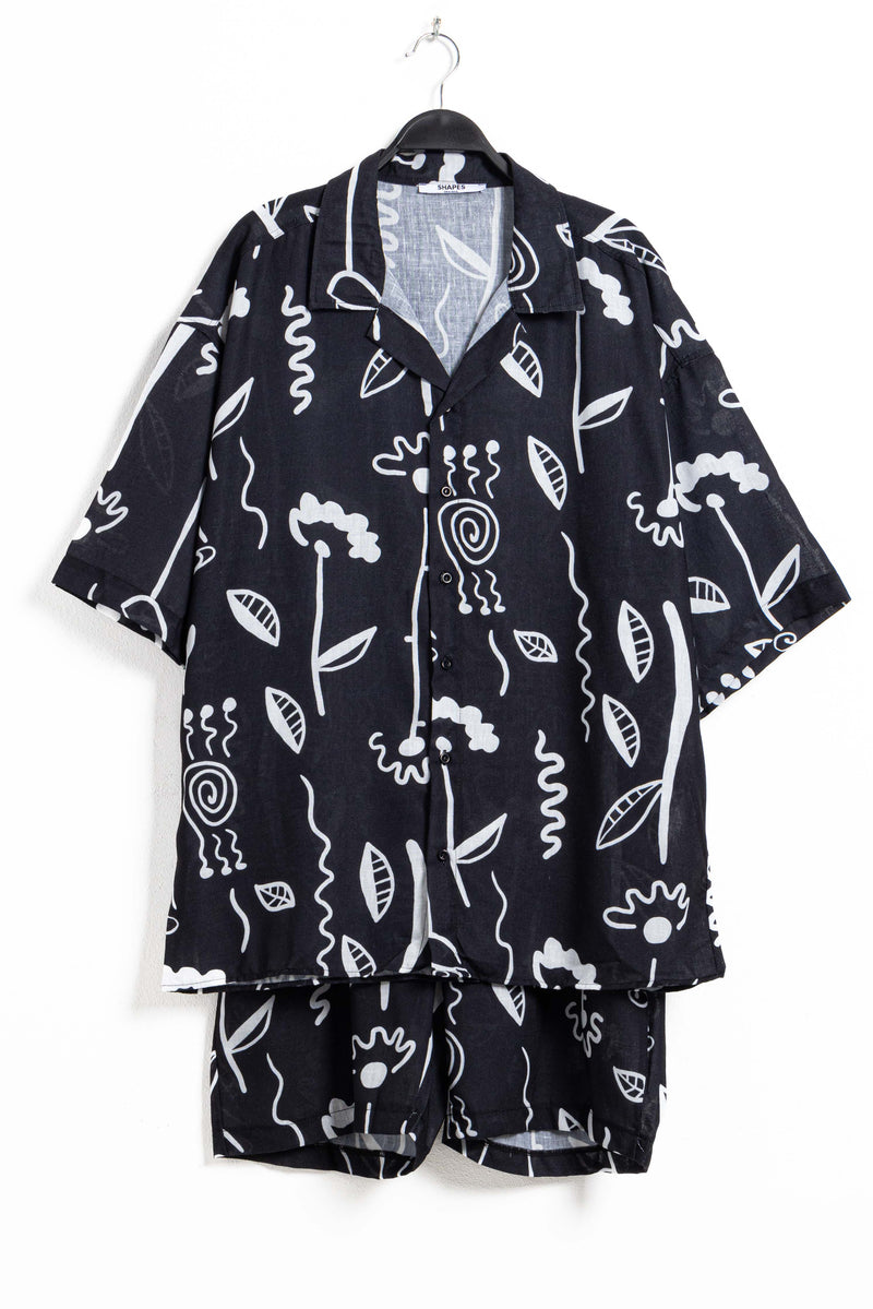 LINEN BLEND PRINTED SHIRT SET
