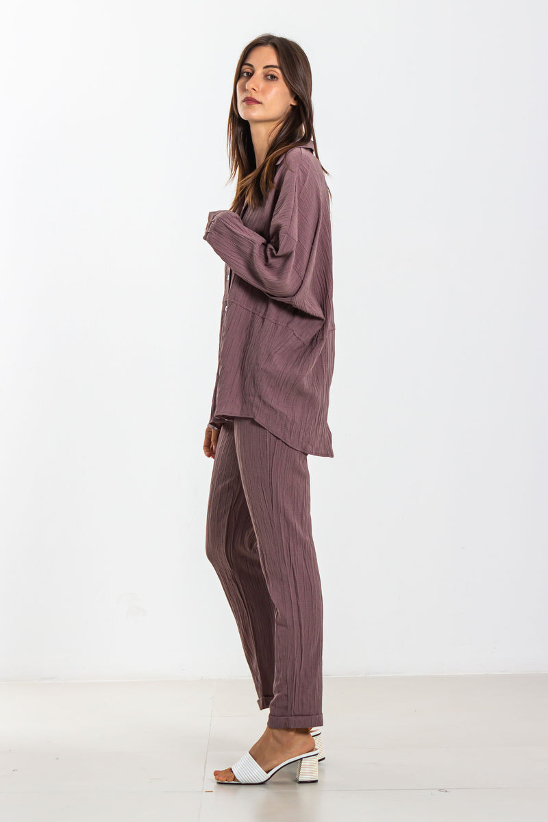 TEXTURED COTTON SHIRT SET
