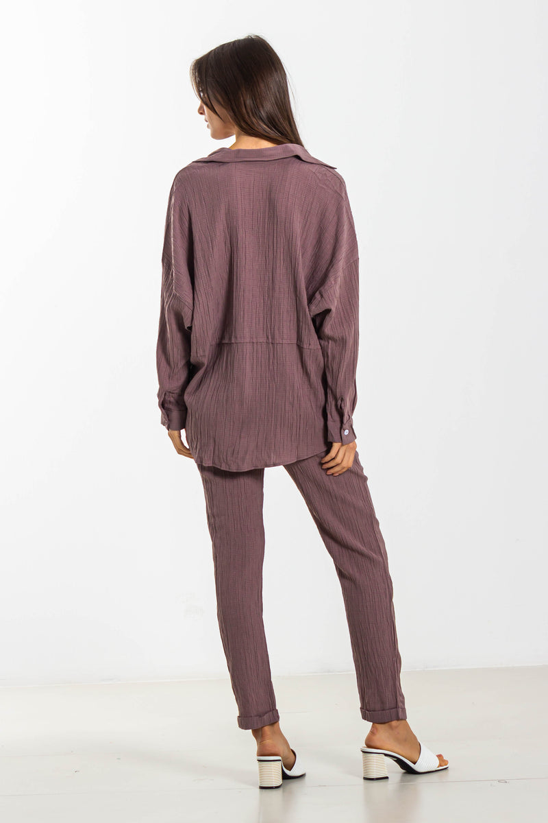 TEXTURED COTTON SHIRT SET
