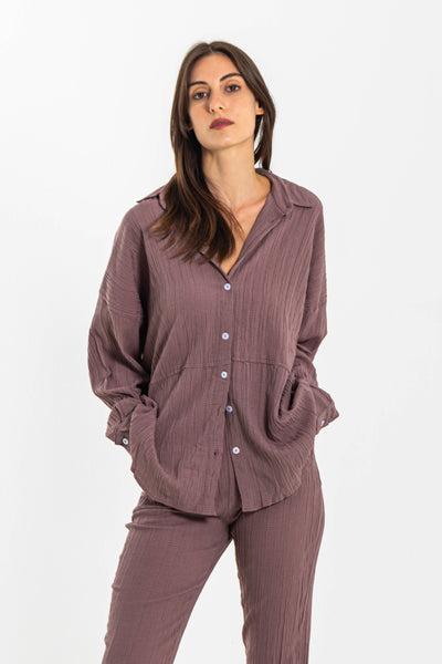 TEXTURED COTTON SHIRT SET