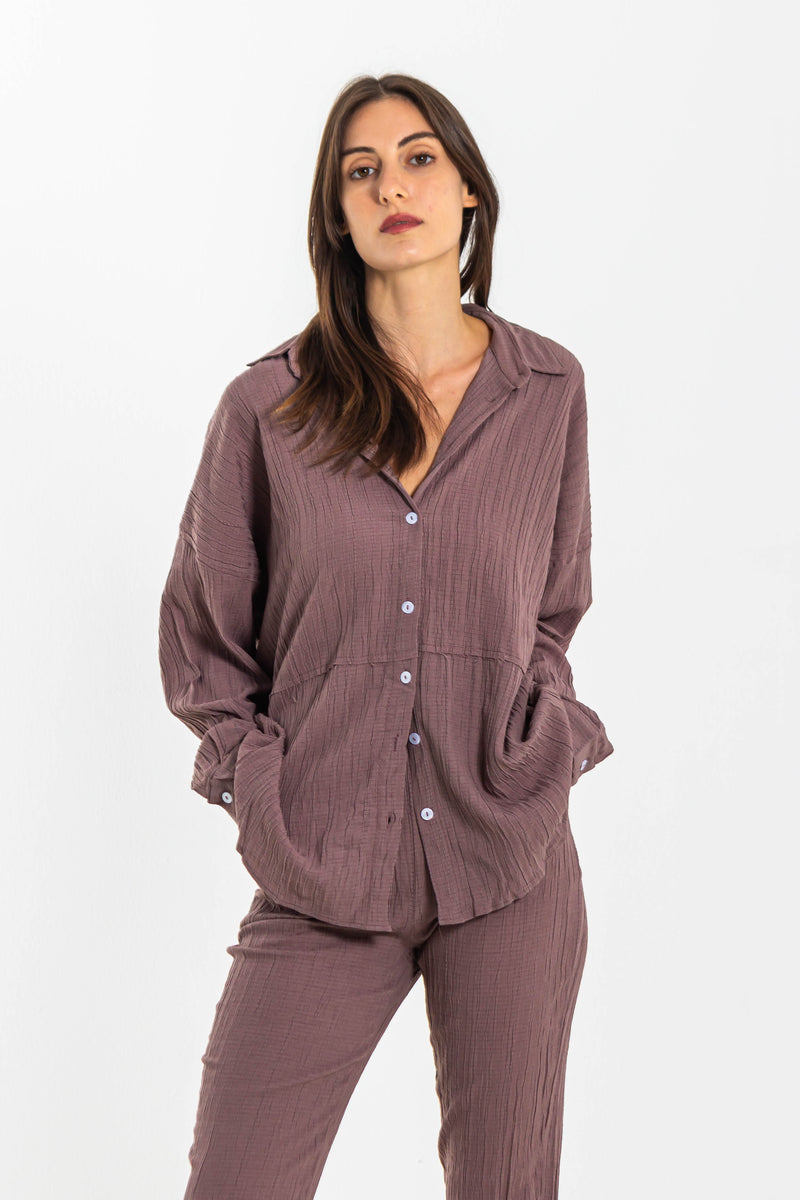 TEXTURED COTTON SHIRT SET