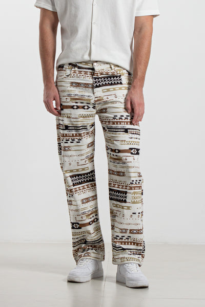 CONTRAST PRINT TROUSERS