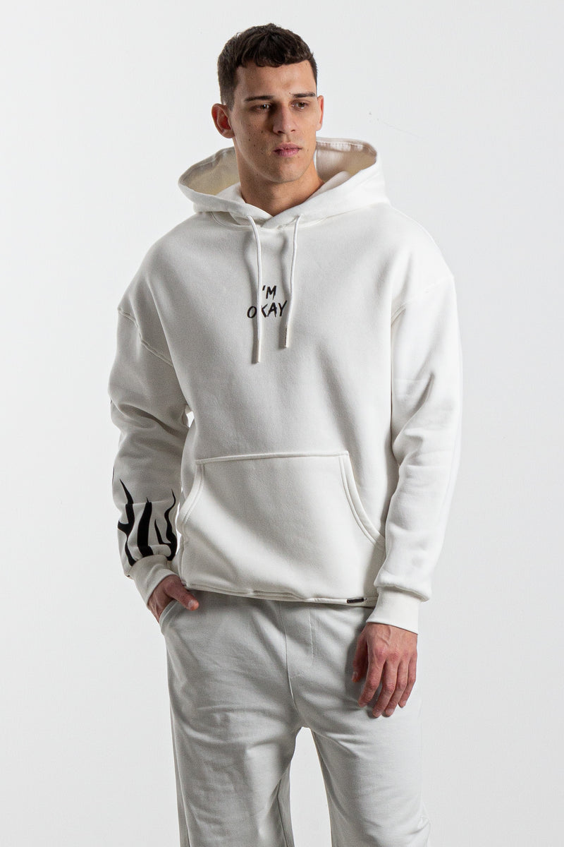 CONTRAST PRINT HOODIE