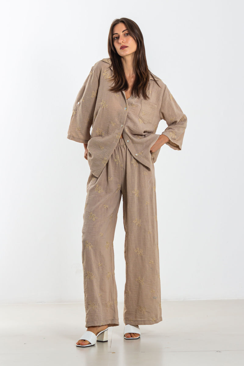 EMBROIDERED LINEN SHIRT SET