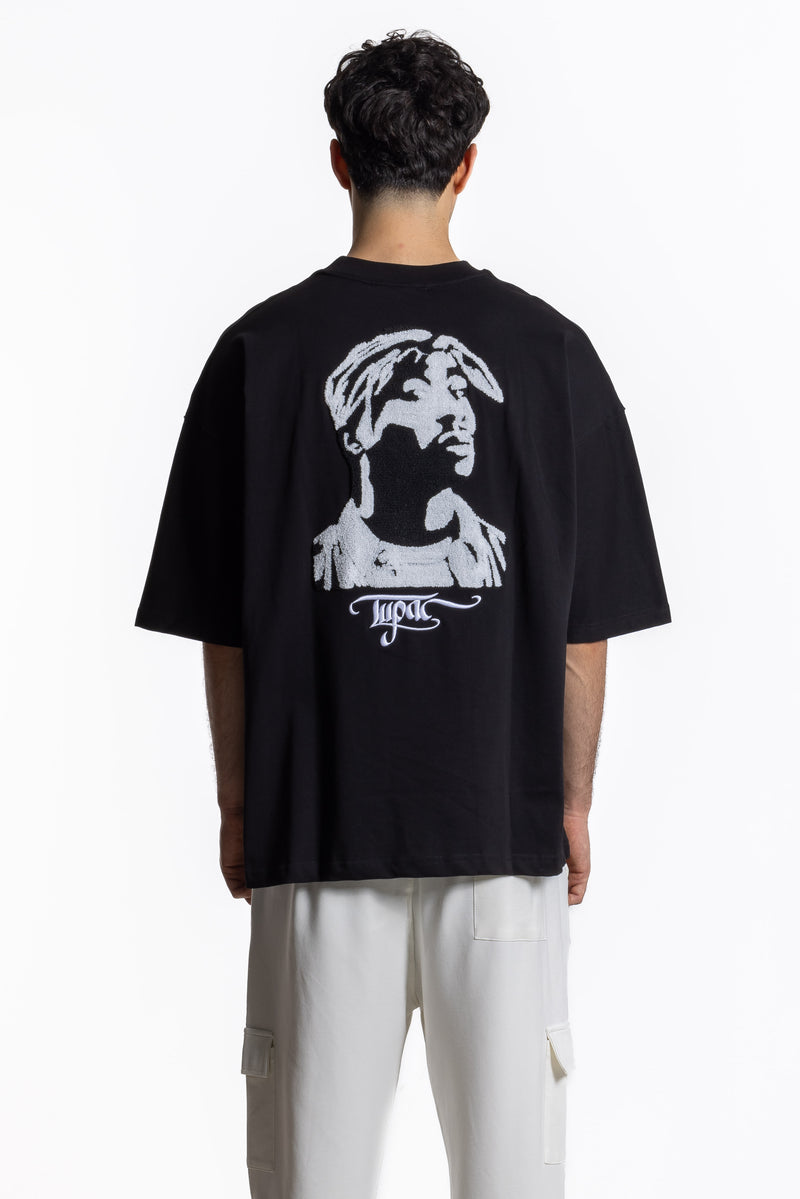 CONTRAST EMBROIDERED TUPAC T-SHIRT
