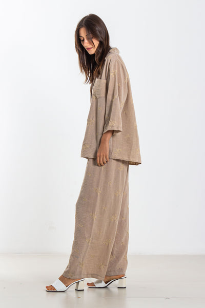 EMBROIDERED LINEN SHIRT SET