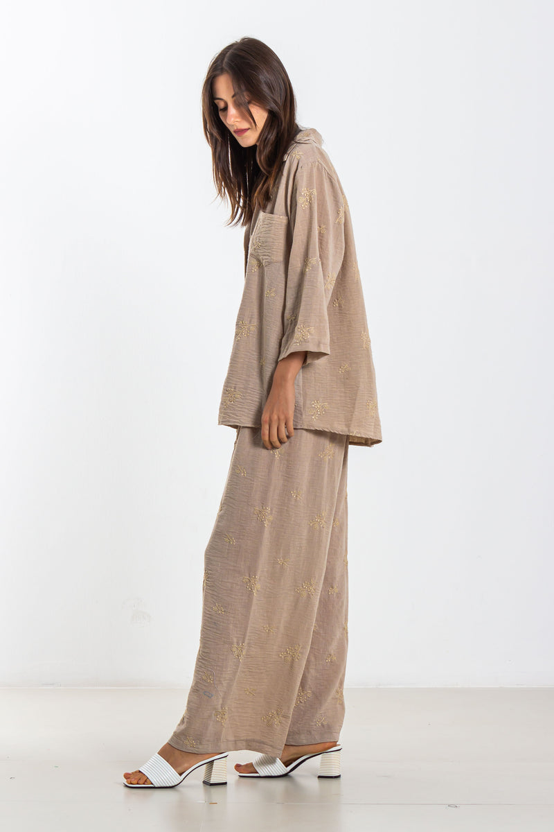 EMBROIDERED LINEN SHIRT SET