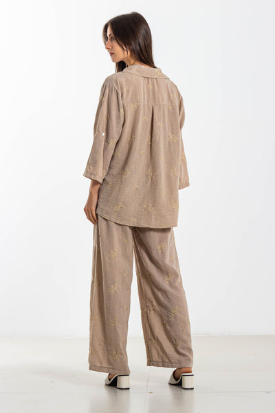 EMBROIDERED LINEN SHIRT SET