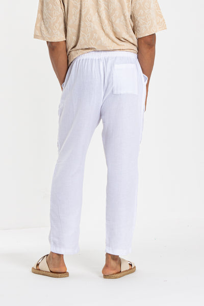LINEN BLEND JOGGER WAIST TROUSERS