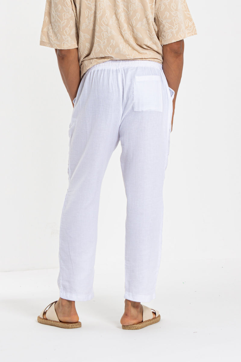 LINEN BLEND JOGGER WAIST TROUSERS