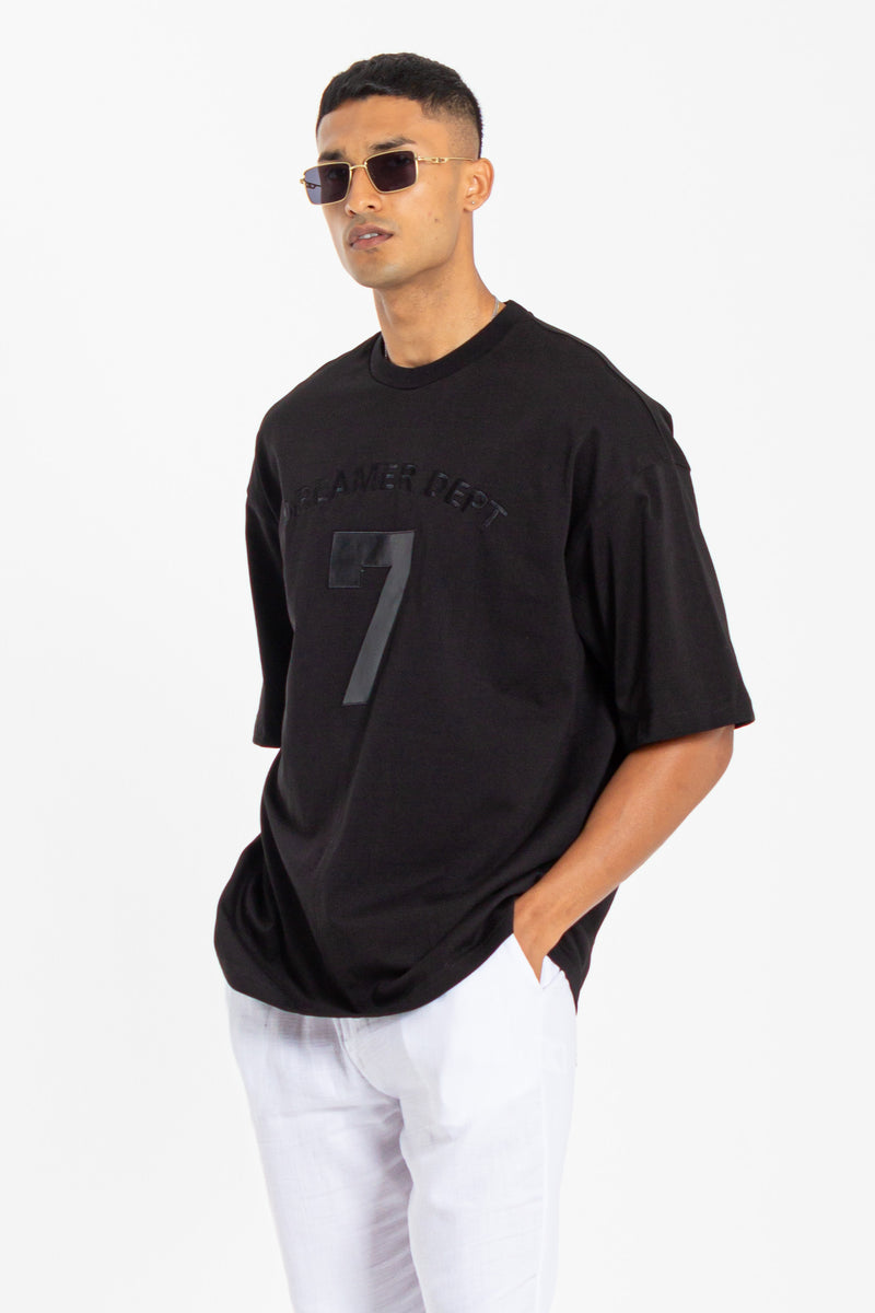 CONTRAST EMBROIDERED PATCHWORK T-SHIRT