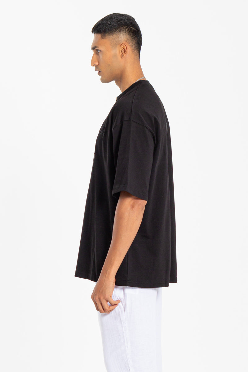 CONTRAST EMBROIDERED PATCHWORK T-SHIRT