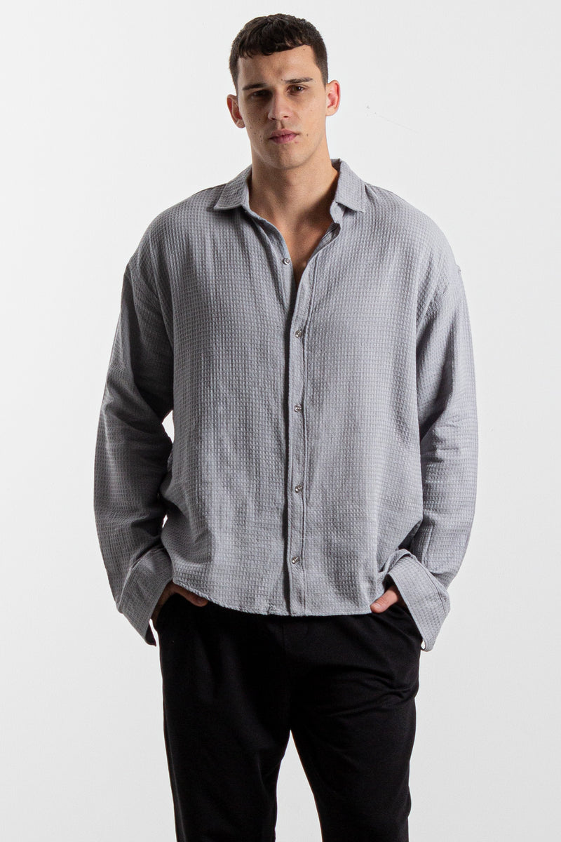 OVERSIZED LINEN BLEND SHIRT