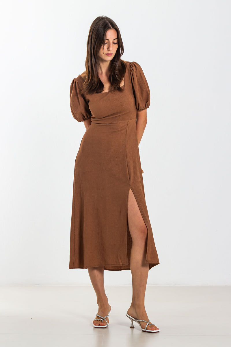VOLUMINOUS SLEEVE MIDI DRESS