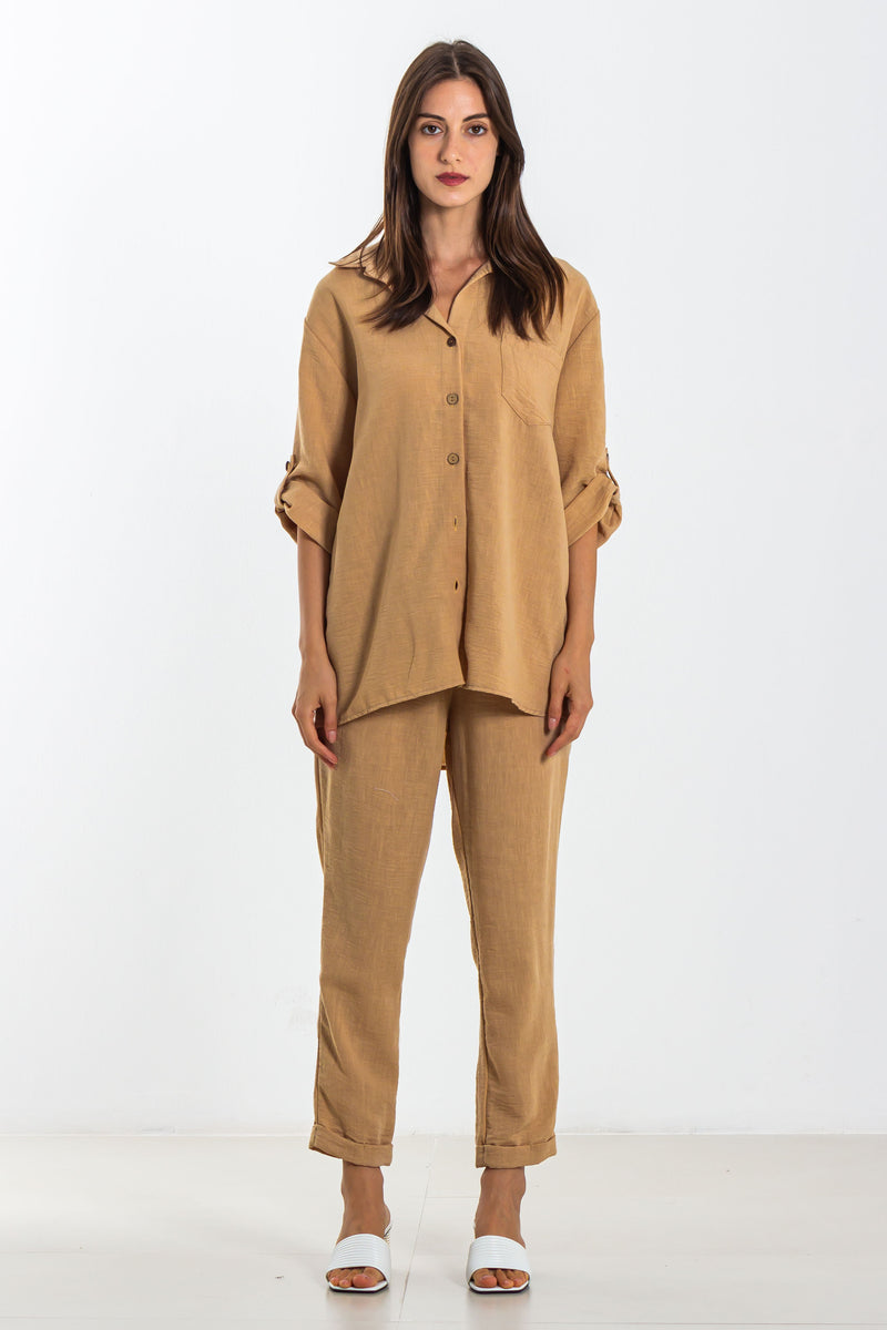 LINEN BLEND SHIRT SET