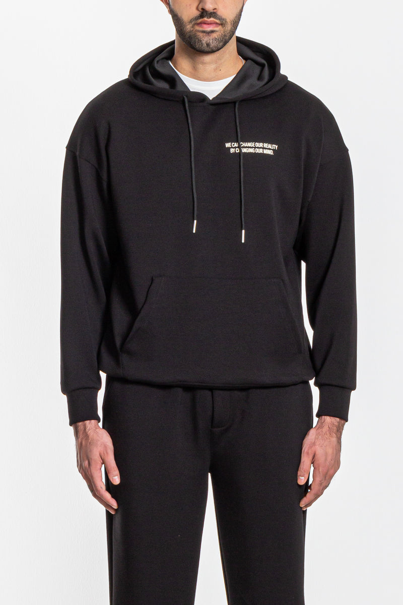 SOFT TOUCH CONTRAST SLOGAN HOODIE