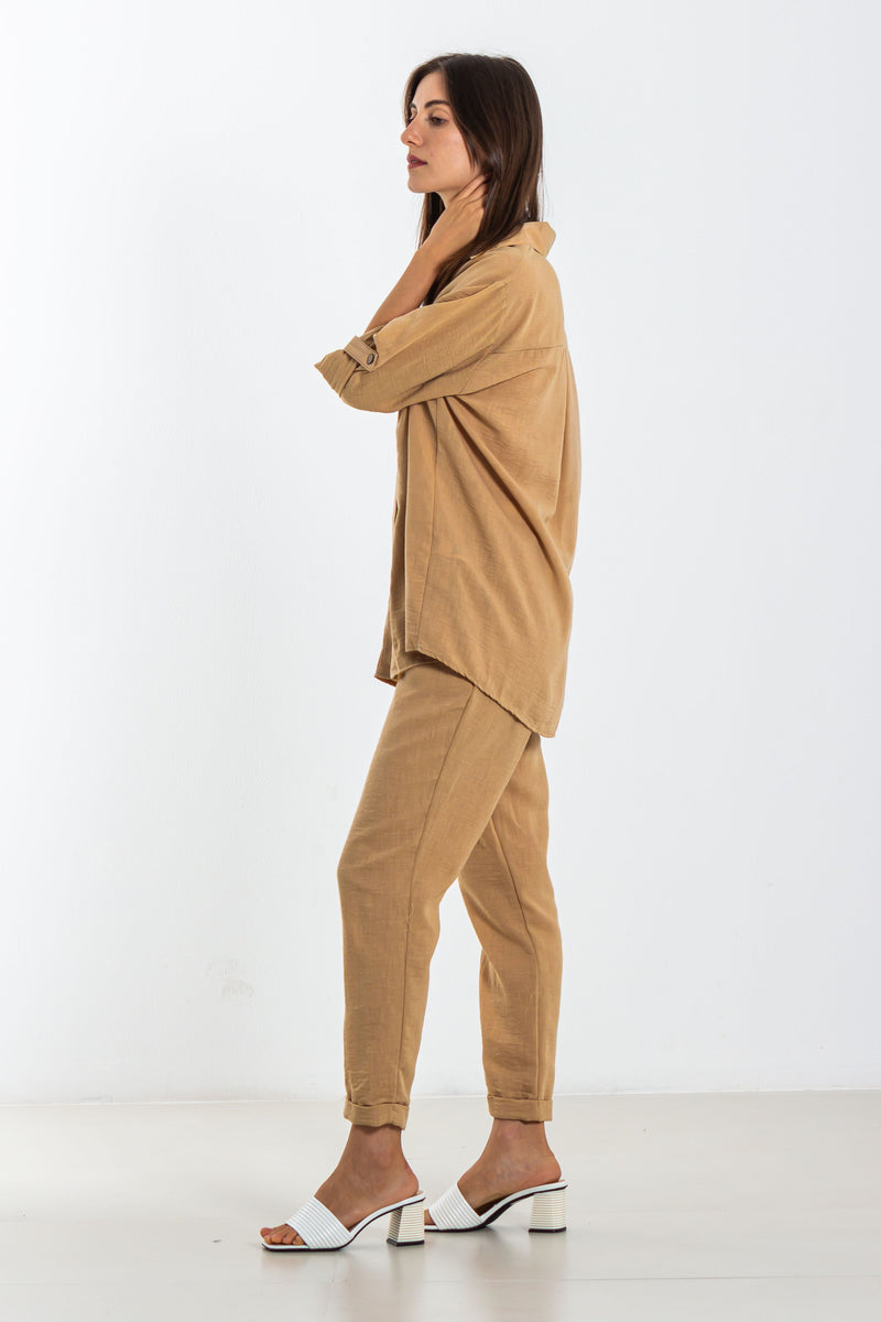 LINEN BLEND SHIRT SET