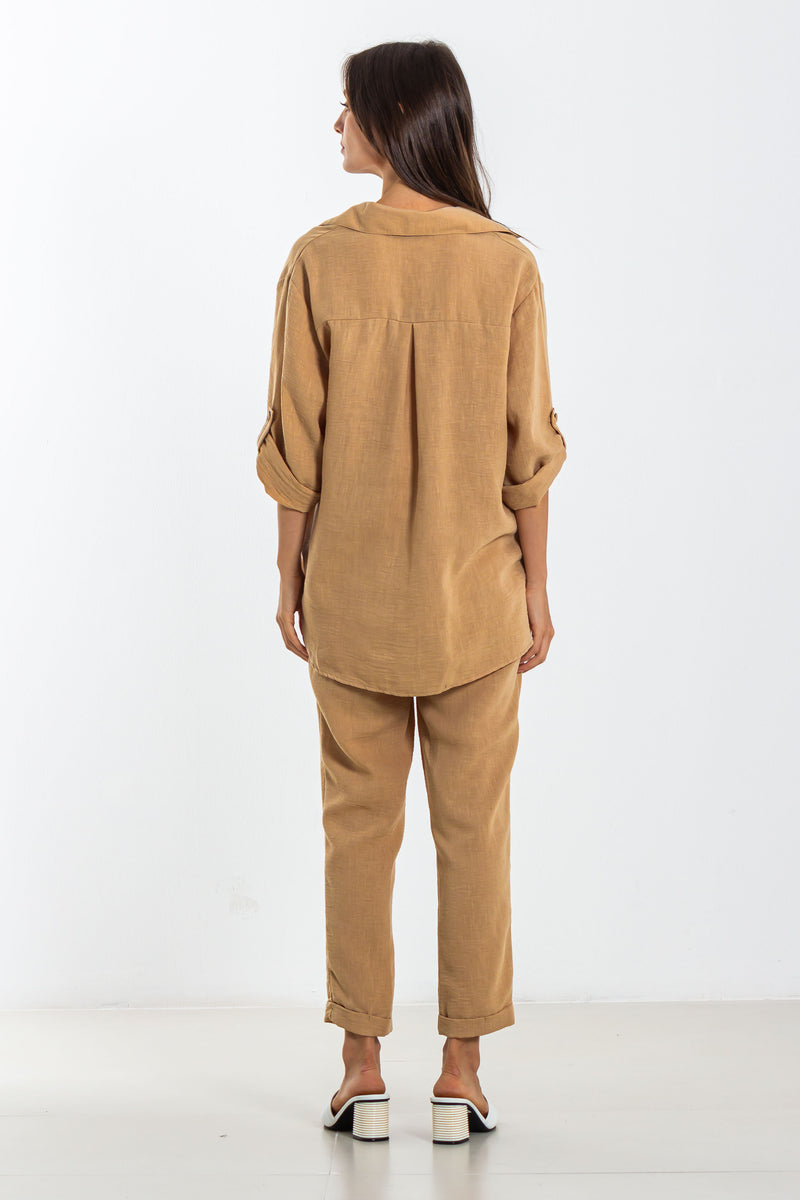 LINEN BLEND SHIRT SET