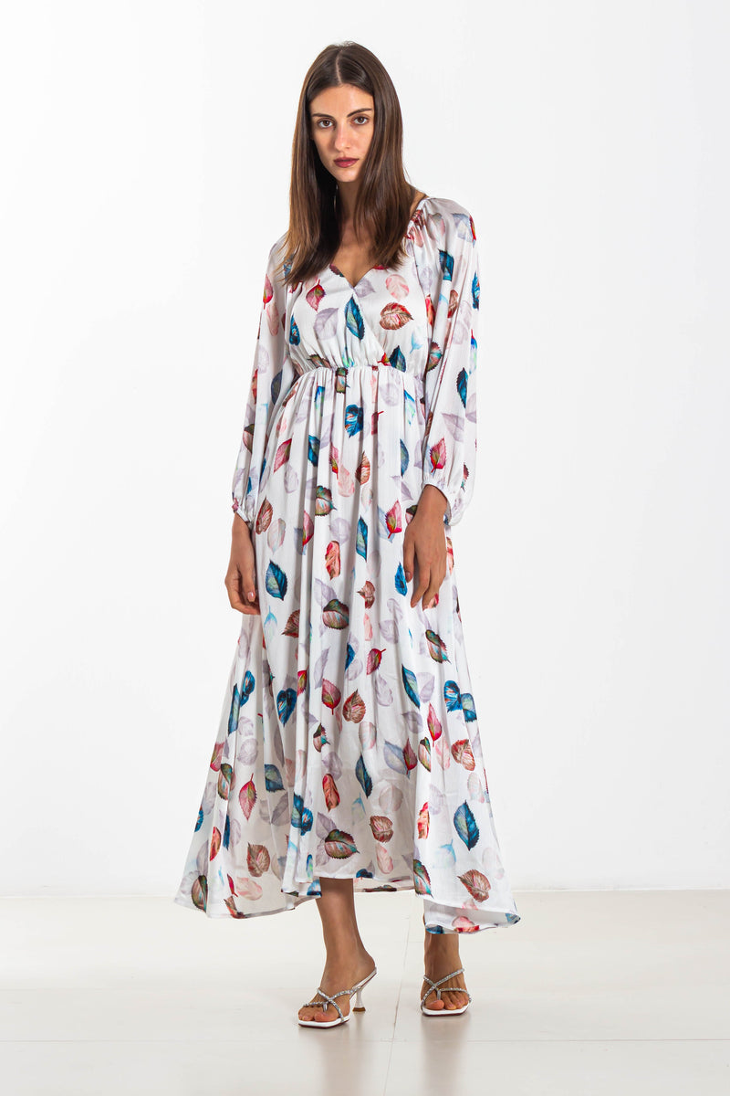 PRINTED CHIFFON MIDI DRESS