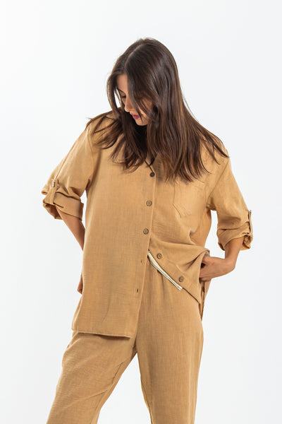 LINEN BLEND SHIRT SET