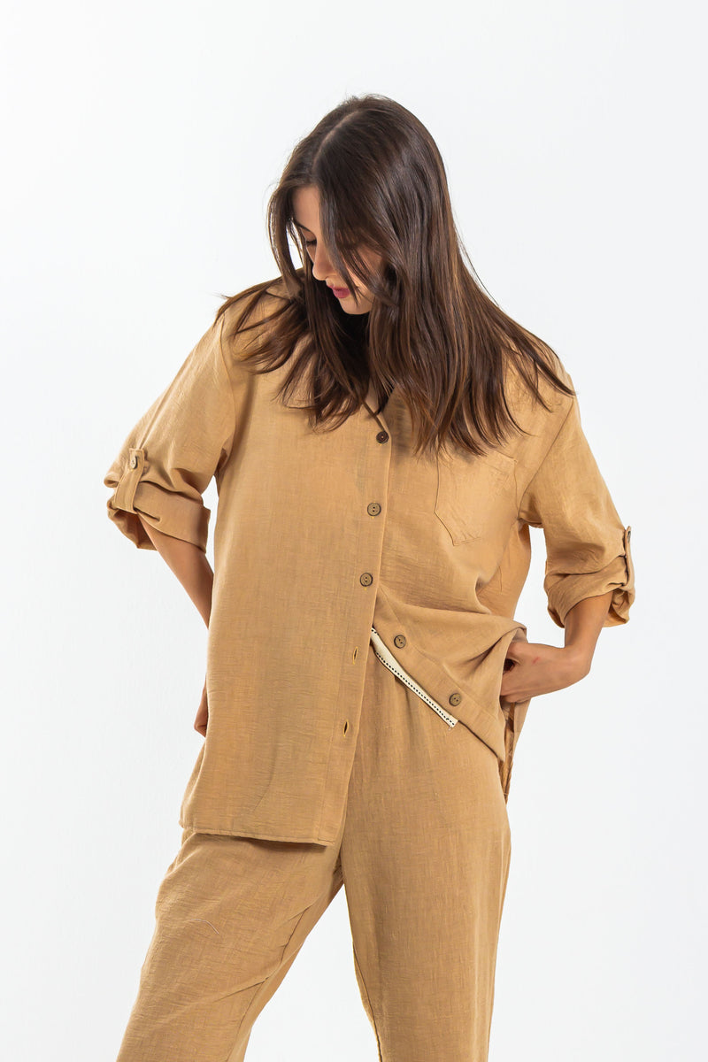 LINEN BLEND SHIRT SET