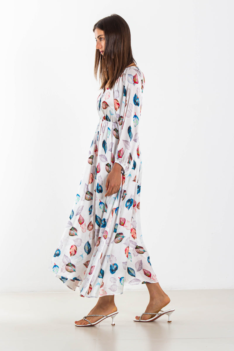 PRINTED CHIFFON MIDI DRESS