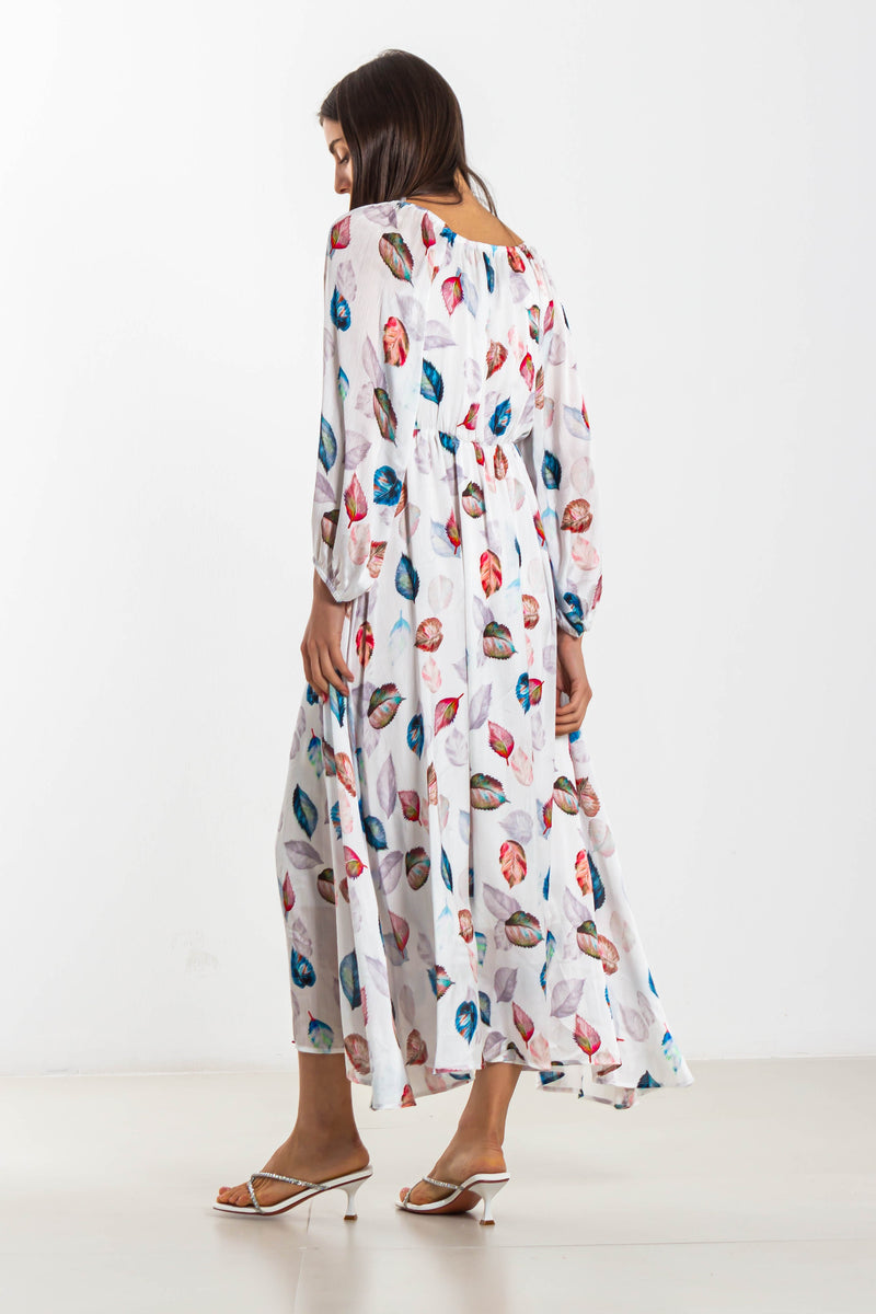 PRINTED CHIFFON MIDI DRESS