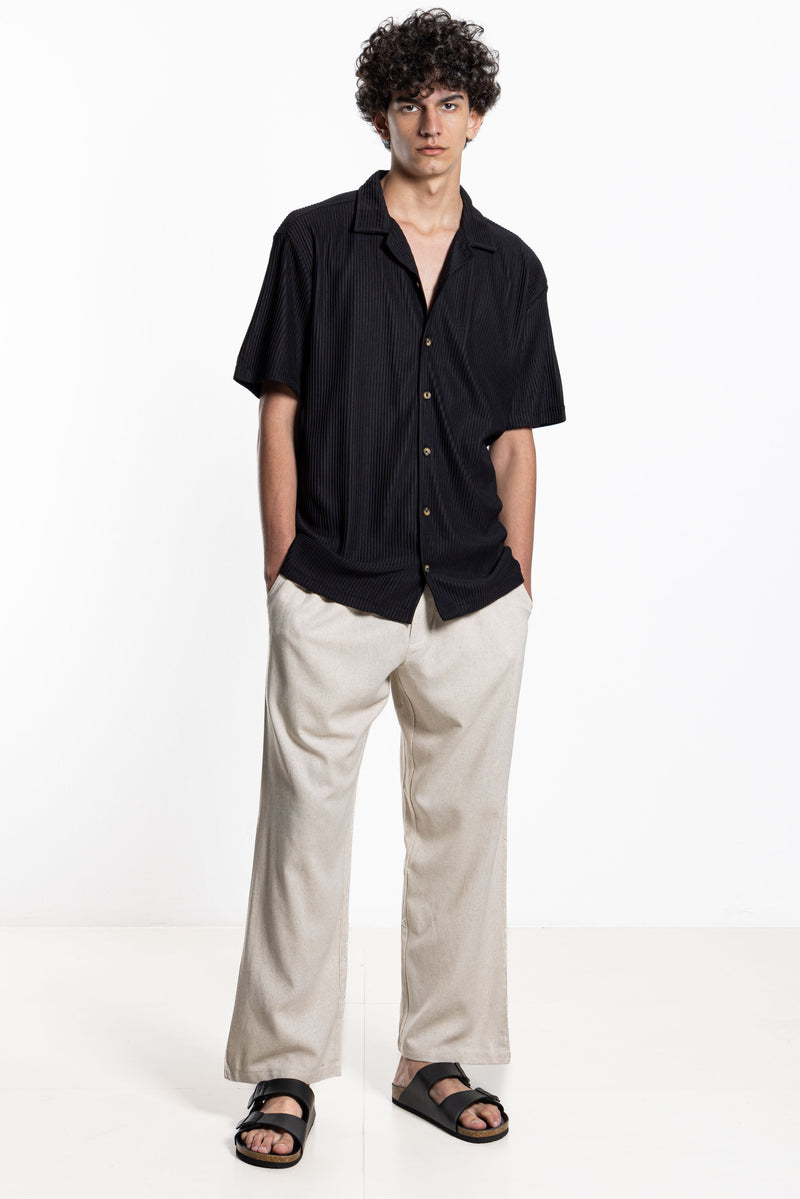 LINEN BLEND JOGGER WAIST TROUSERS