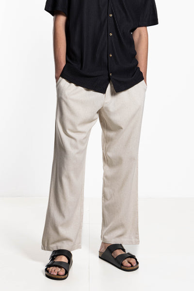 LINEN BLEND JOGGER WAIST TROUSERS
