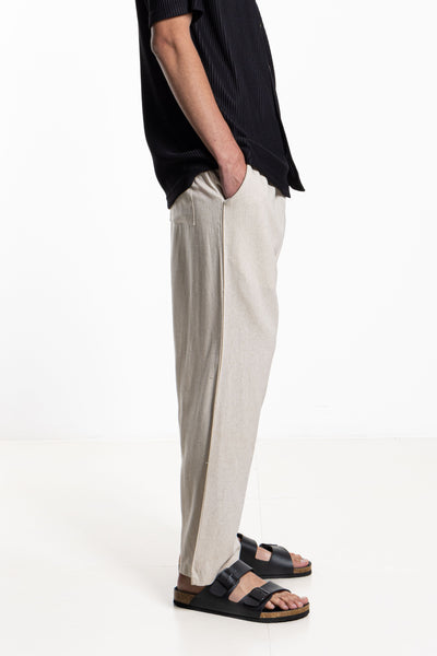 LINEN BLEND JOGGER WAIST TROUSERS