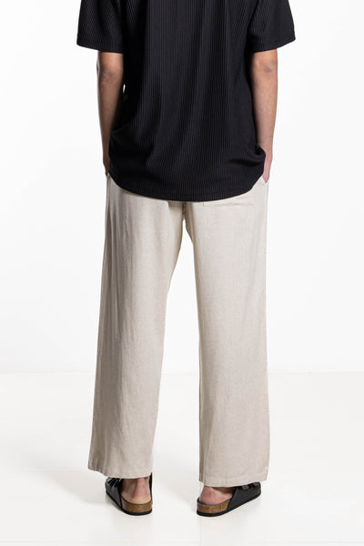 LINEN BLEND JOGGER WAIST TROUSERS