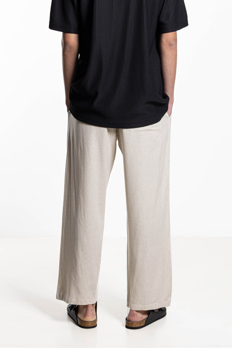 LINEN BLEND JOGGER WAIST TROUSERS
