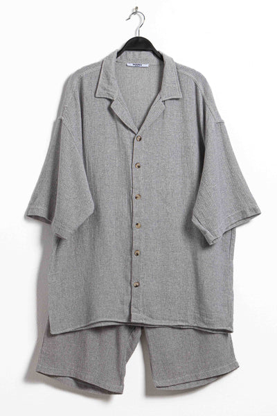 TEXTURED KNIT SHIRT SET