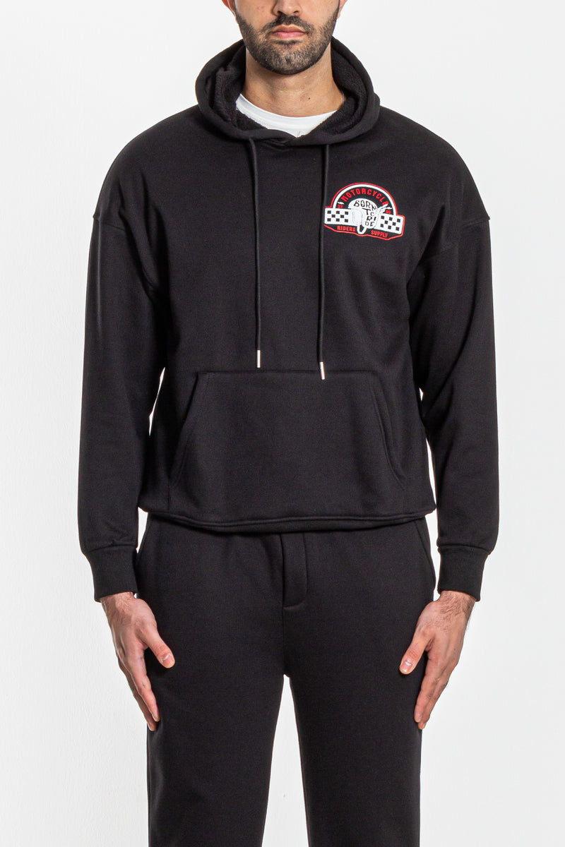 CONTRAST PRINT HEAVYWEIGHT HOODIE
