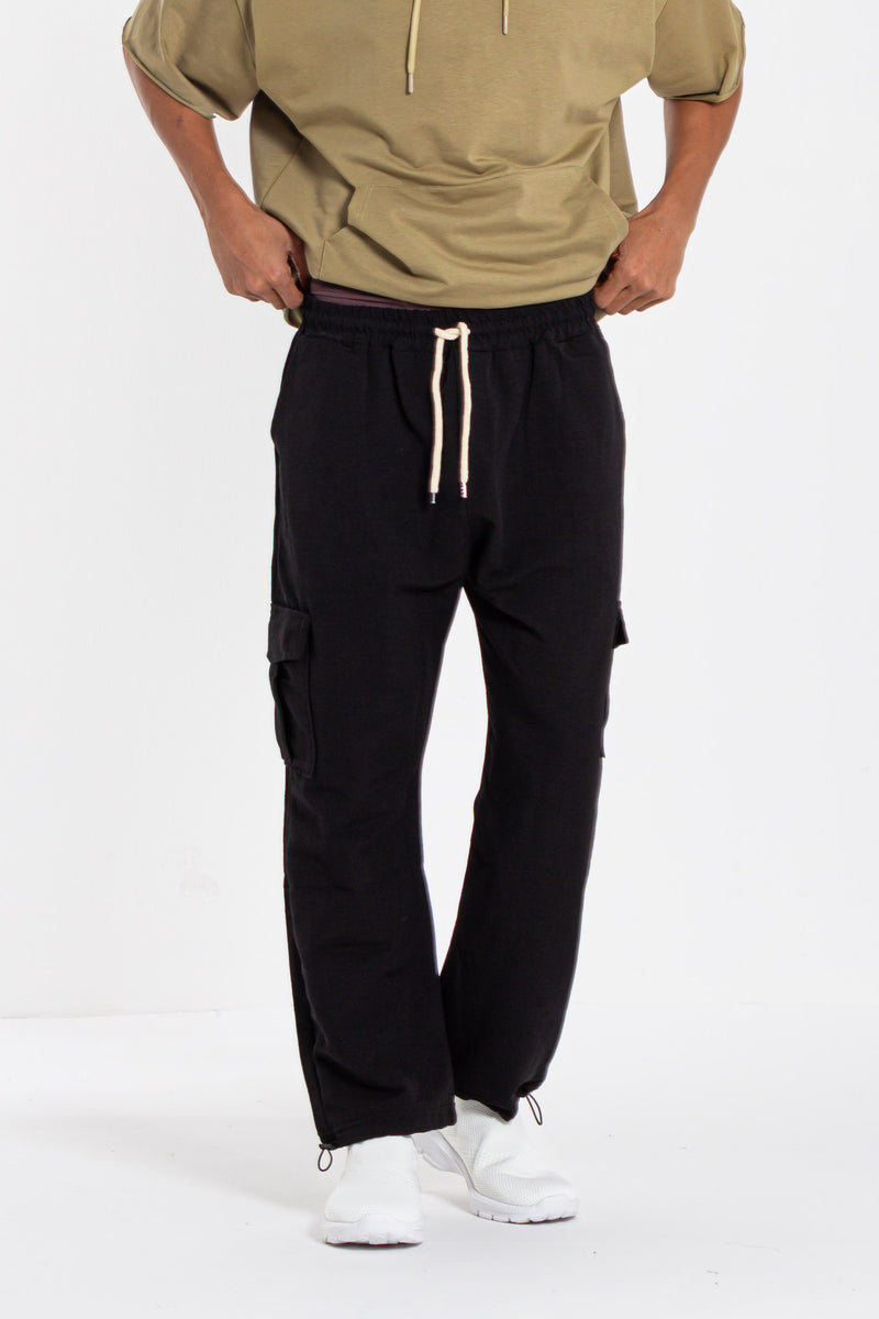 WIDE-FIT LINEN CARGO JOGGER