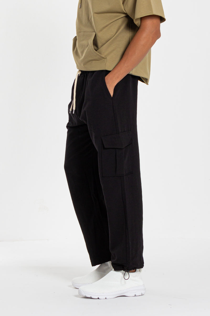 WIDE-FIT LINEN CARGO JOGGER