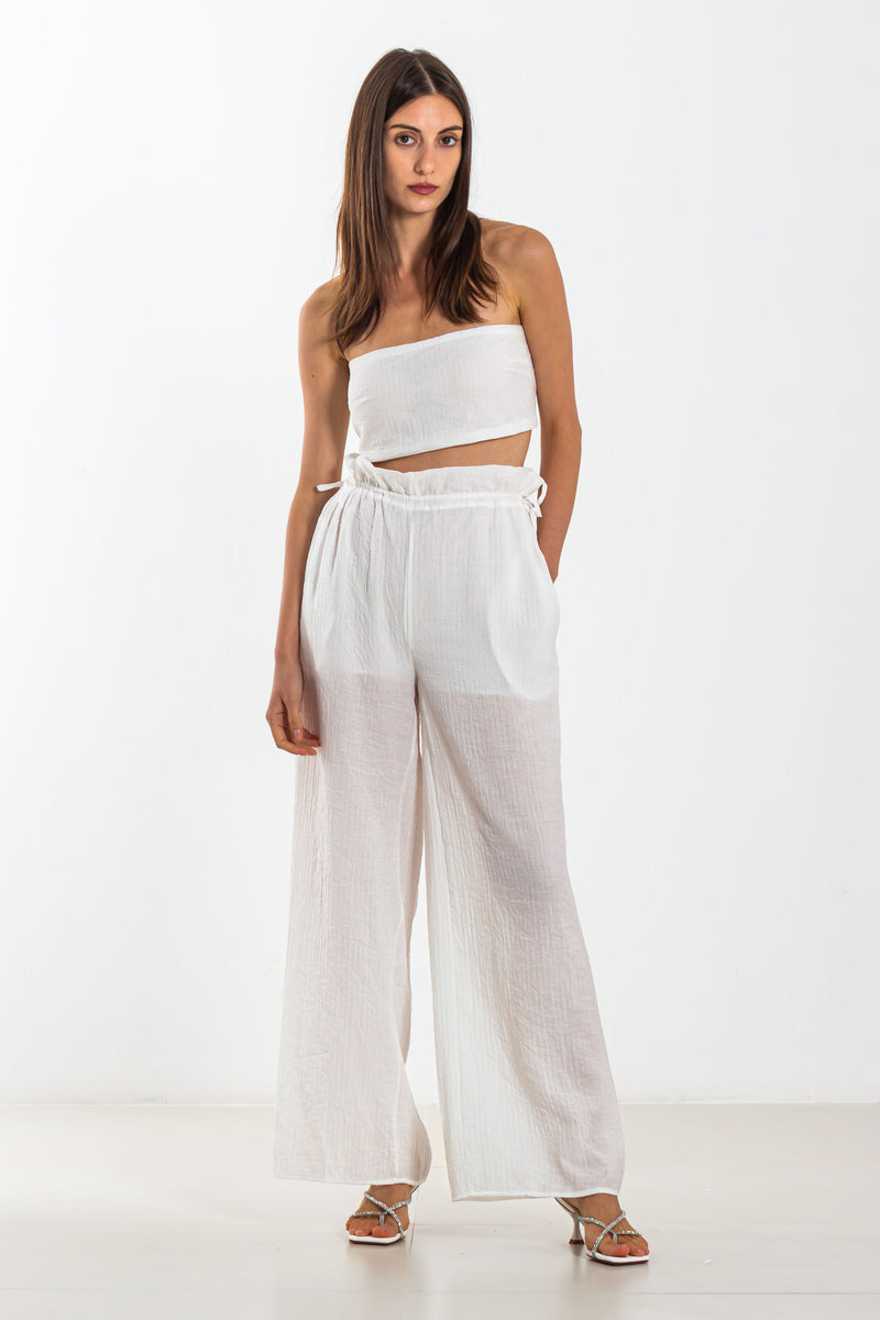 TEXTURED STRAPLESS CROP TOP