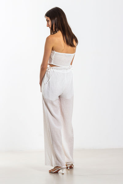 TEXTURED STRAPLESS CROP TOP
